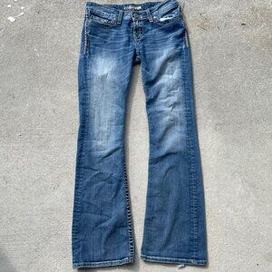 2000s Womens Low Rise Flare Buckle Jeans - 27''x32''